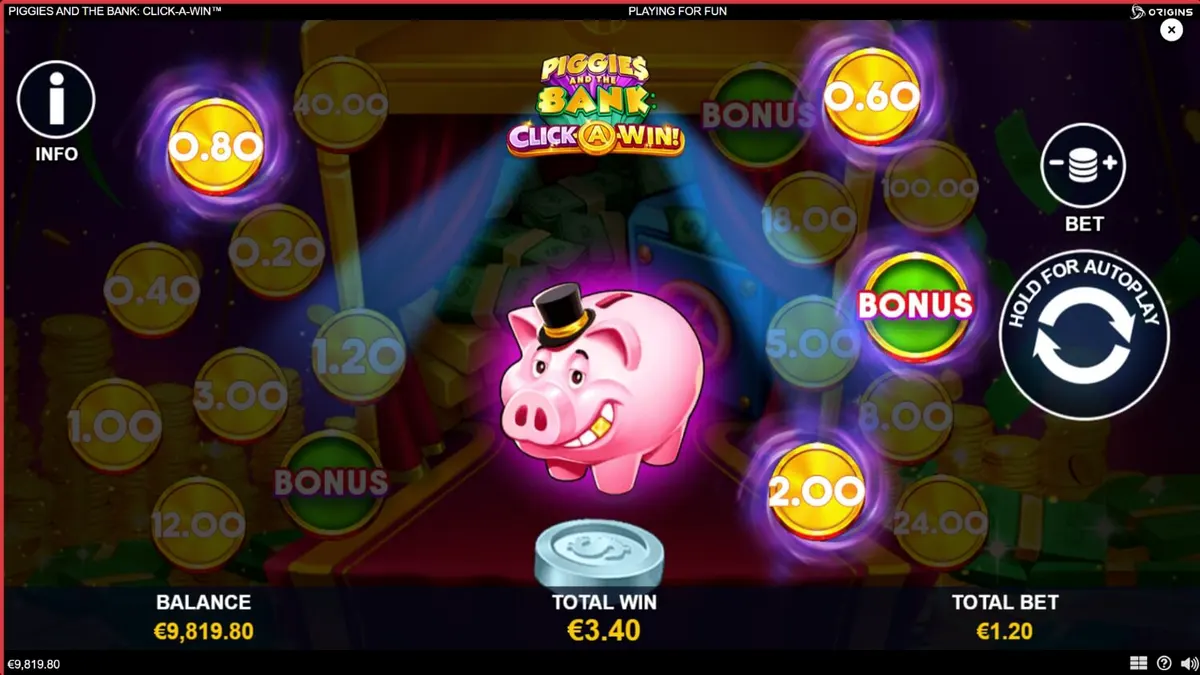 Piggies and the Bank: Click-A-Win slot dengan tema babi kaya raya dan brankas emas